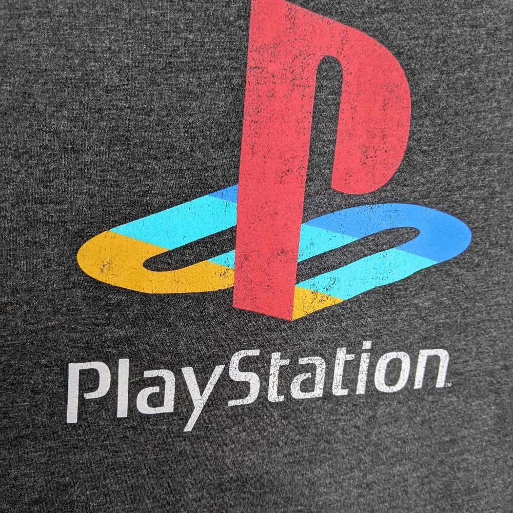Mens L Playstation Tshirt Gray